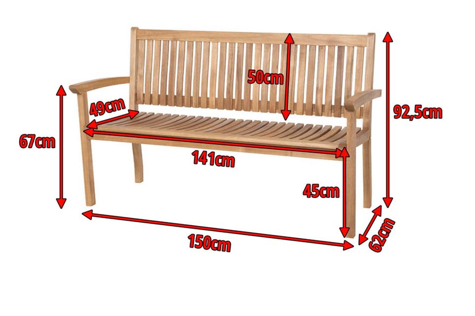 Bank für drei Personen geöltem Akazienholz von