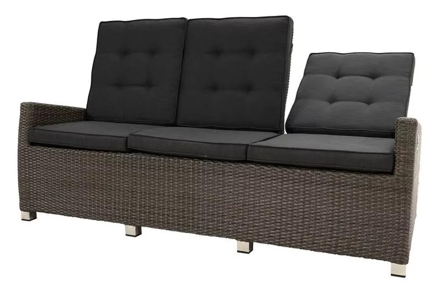 PLOß Rocking Comfort Dining / Lounge 3-Sitzer Sofa, grau/braun-meliert, Polyrattan, 210x85x112 cm, verstellbar