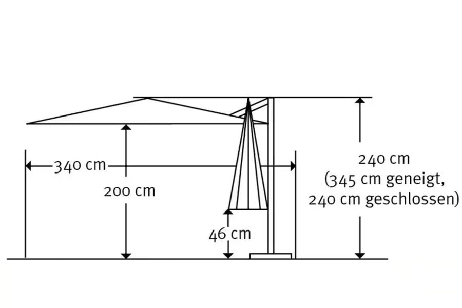 SCHNEIDER Rhodos Junior Ampelschirm, natur, quadratisch, 270 x 270 cm