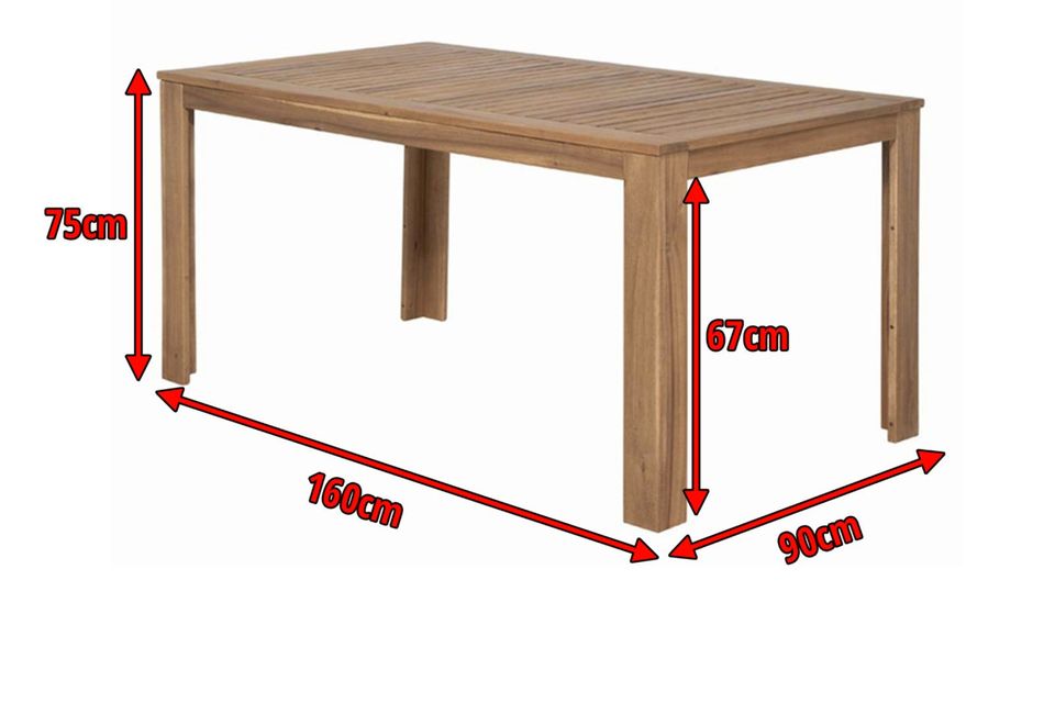 Tisch Paleros aus geöltem Akazienholz.160 x 90 x 75cm